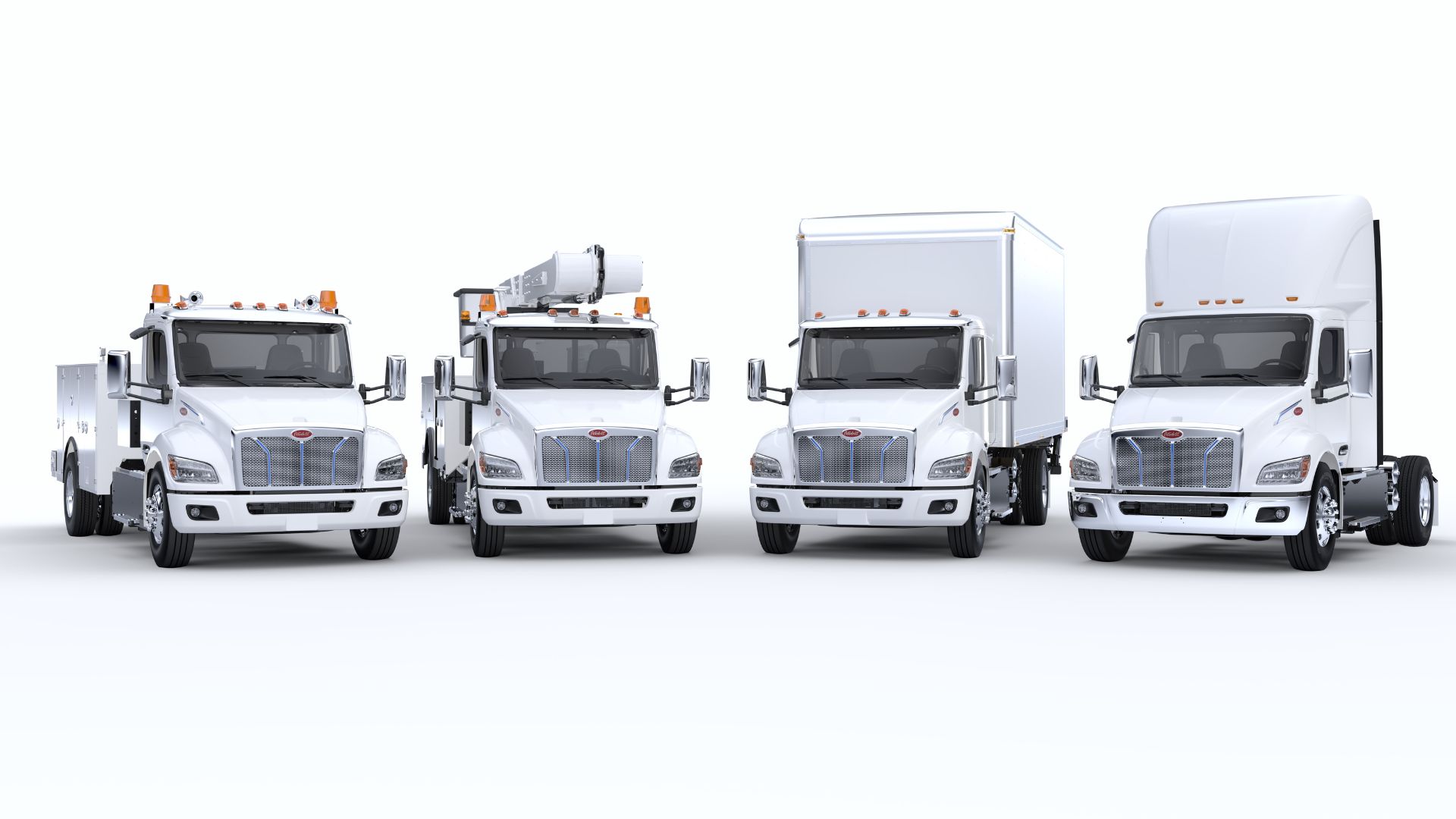 Peterbilt has introduced three new medium-duty e-trucks